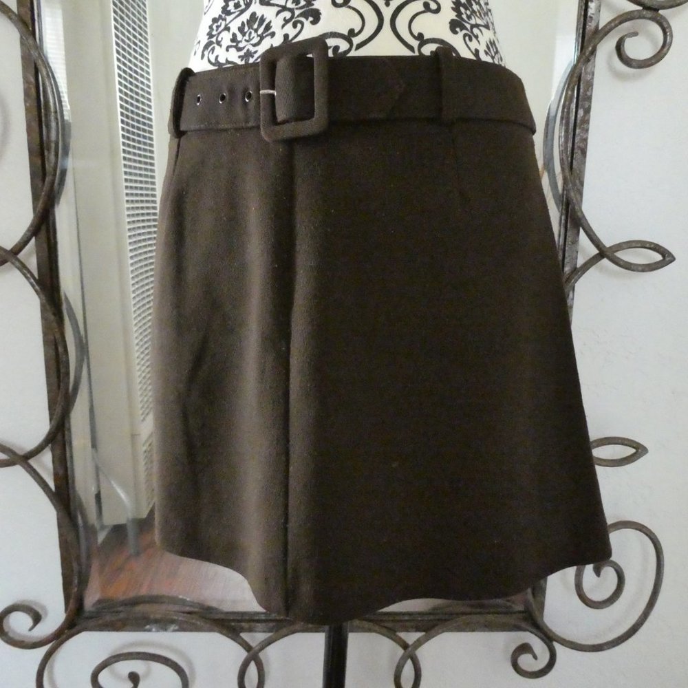 Trina Turk Brown Belted Mini Skirt